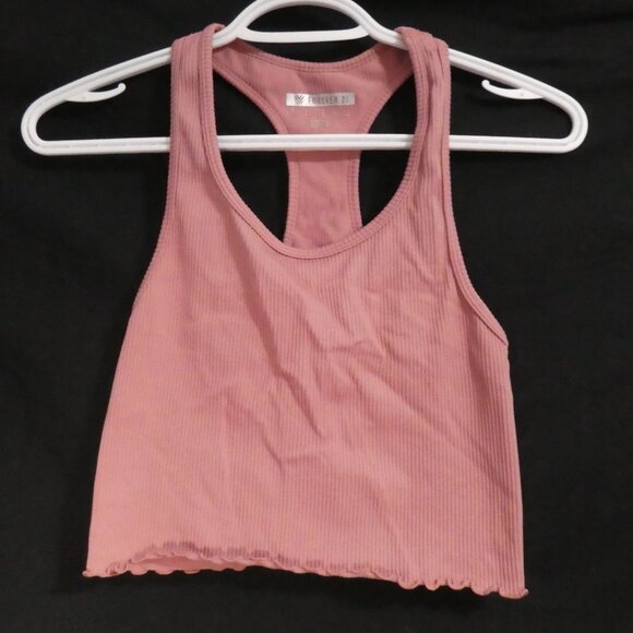 FOREVER 21 | small | Pink Ribbed Racerback Crop Top - Picture 1 of 14
